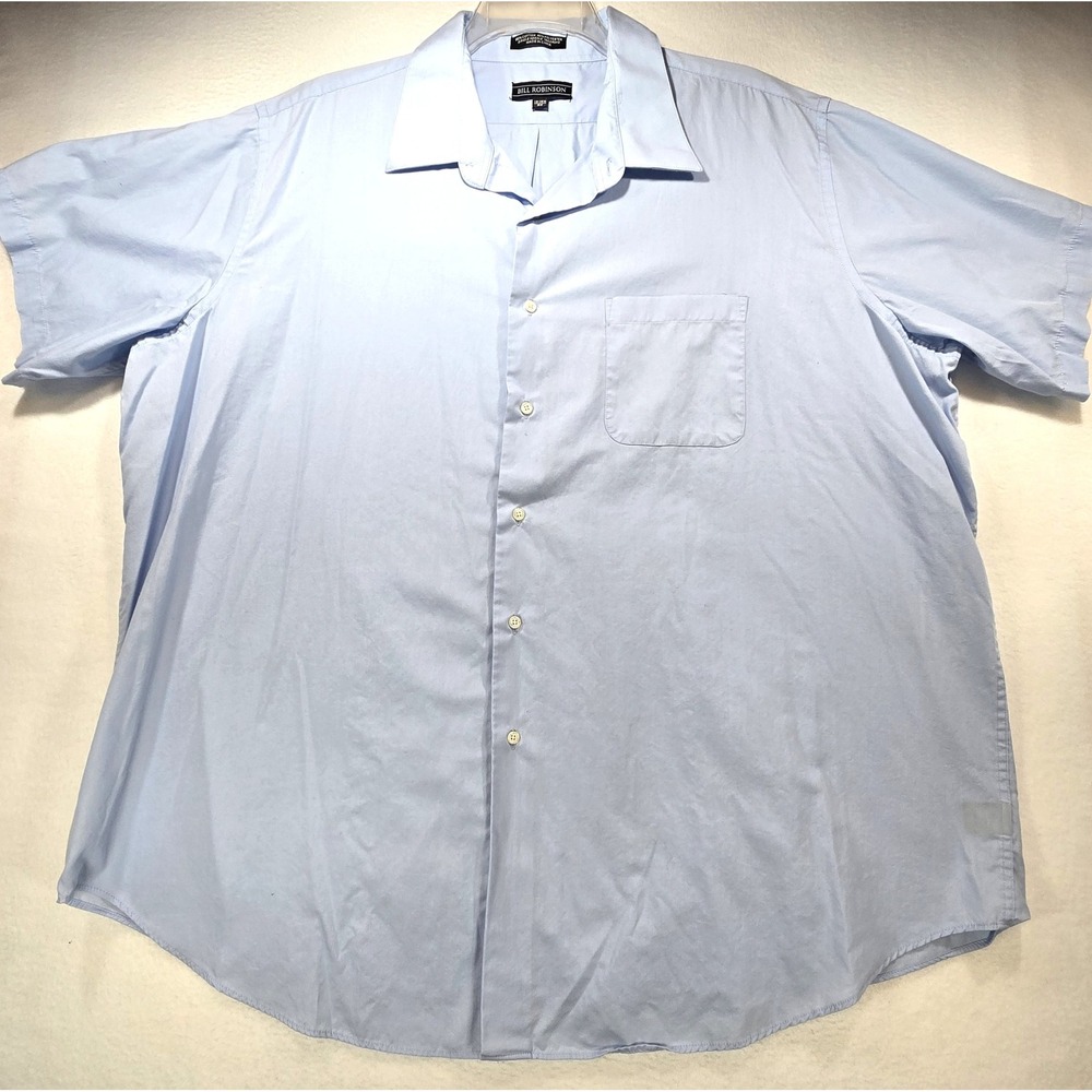Bill Robinson Mens 3X Light Blue Short Sleeve Button Down Shirt Cotton Blend